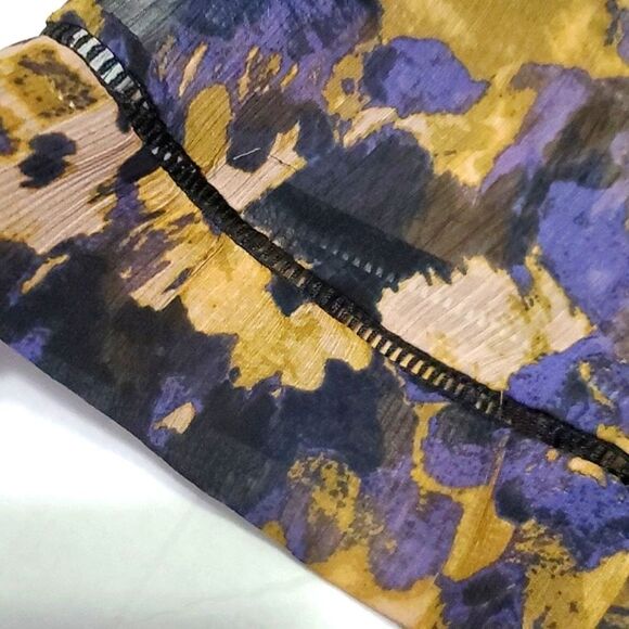 UO Staring at the Stars Boho Brown Smokey Abstrsct Pleated Cuffed Sleeves Top - Picture 9 of 13